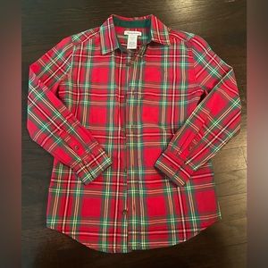 Tommy Bahama Red Plaid Poplin Shirt. Boys Size L 10/12